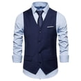 thumbnail image 1 of Chaleco de traje de color liso y botonadura sencilla para hombre - Mezcla de algodón, informal de negocios, tallas XL-XXXXXXL, atuendo para bodas/oficina, 1 of 4