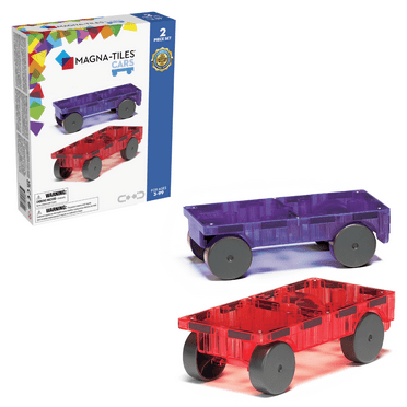 MAGNA-TILES Cars – Purple & Red 2-Piece Magnetic Construction Set, The ORIGINAL Magnetic Building Brand