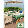 thumbnail image 4 of Outdoor Tablecloth with Umbrella Hole and Zipper, St. Patrick's Day Rectangle Table Cloth 54x80 Inch Waterproof Tablecloth, Green Shamrock Plaid Beige Spring Picnic Table Cover for Patio Camping, 4 of 7