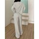 thumbnail image 4 of Pijamas de rayas for mujer, conjuntos de 2 piezas, camisetas de manga larga, pantalones anchos con cordón, conjuntos a juego, conjuntos de estar en casa, 4 of 7