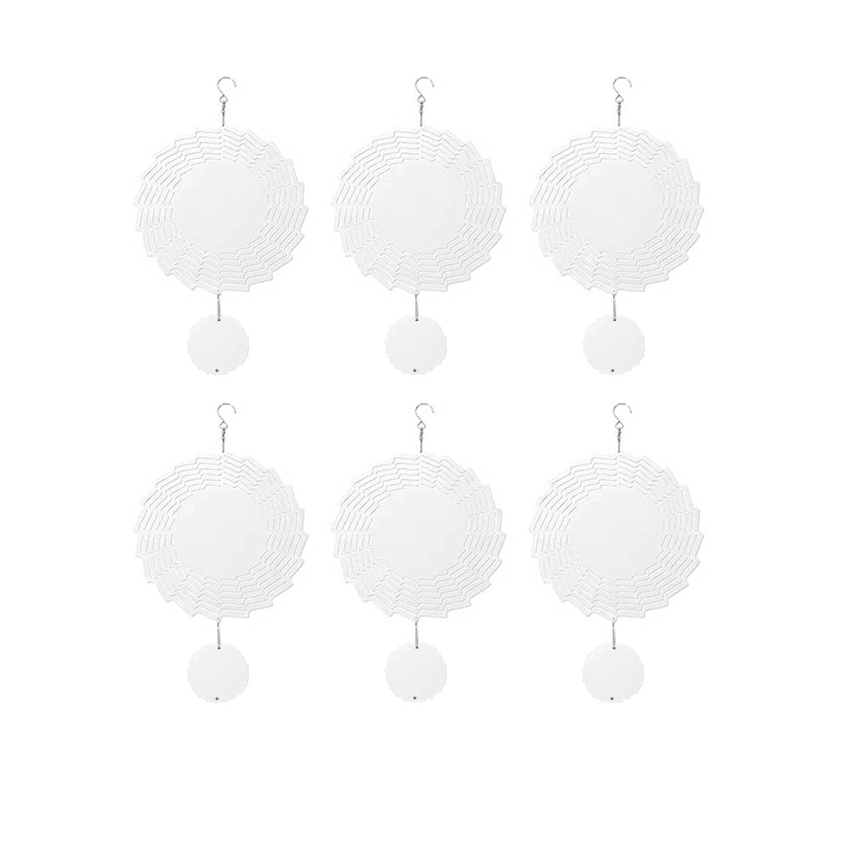 6Pcs 8Inch Sublimation Wind Spinner Blanks 3D Wind Spinners Hanging