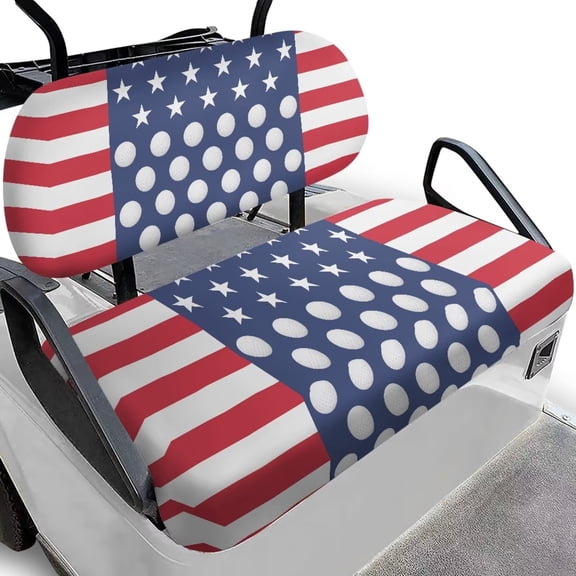 Garronmavis American Flag Club Ball Universal Golf Cart Seat Covers Lightweight Golf Cart Replacement Seat Cover Interior Accessories Suitable for All Weather Conditions