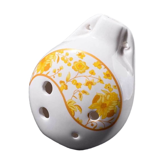 Handcrafted Ceramic Ocarina Altos C Tuning Smooth Ergonomics Golden Symbol Traditional Wind Instrument