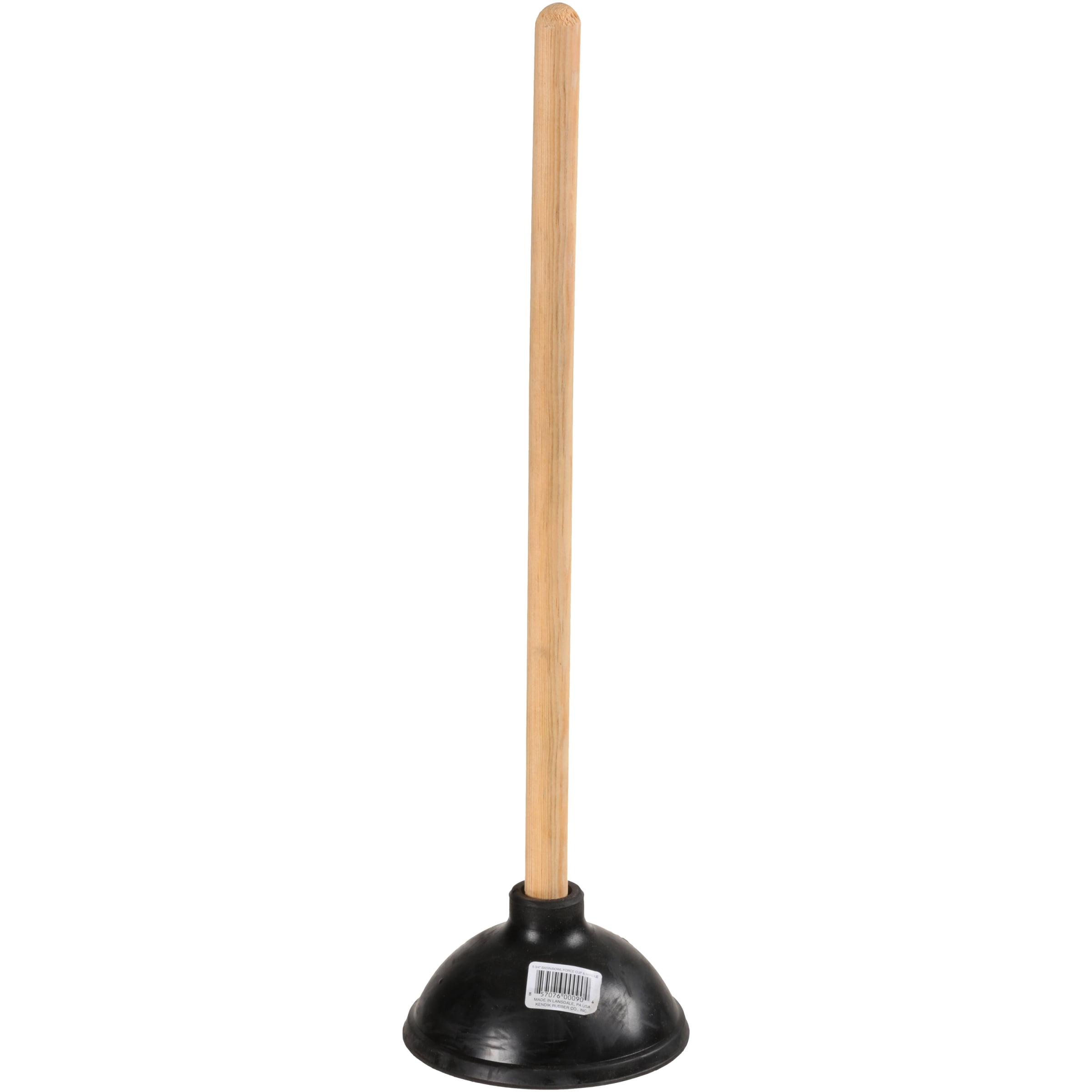 Kendik Rubber Toilet Plunger with Wood Handle. Clears Toilets, Sinks, Drains.