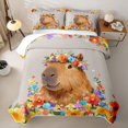 thumbnail image 2 of Manfei Cartoon Capybara Twin Quilt Set,Cute Wildflowers Pattern Twin Coverlet Set,Multicolor,2 Pieces, 2 of 7