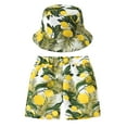 thumbnail image 2 of PMVFHDE Kids Summer Fashion Printed Beach Shorts with Bucket Hat Casual Swim Set, 2 of 4