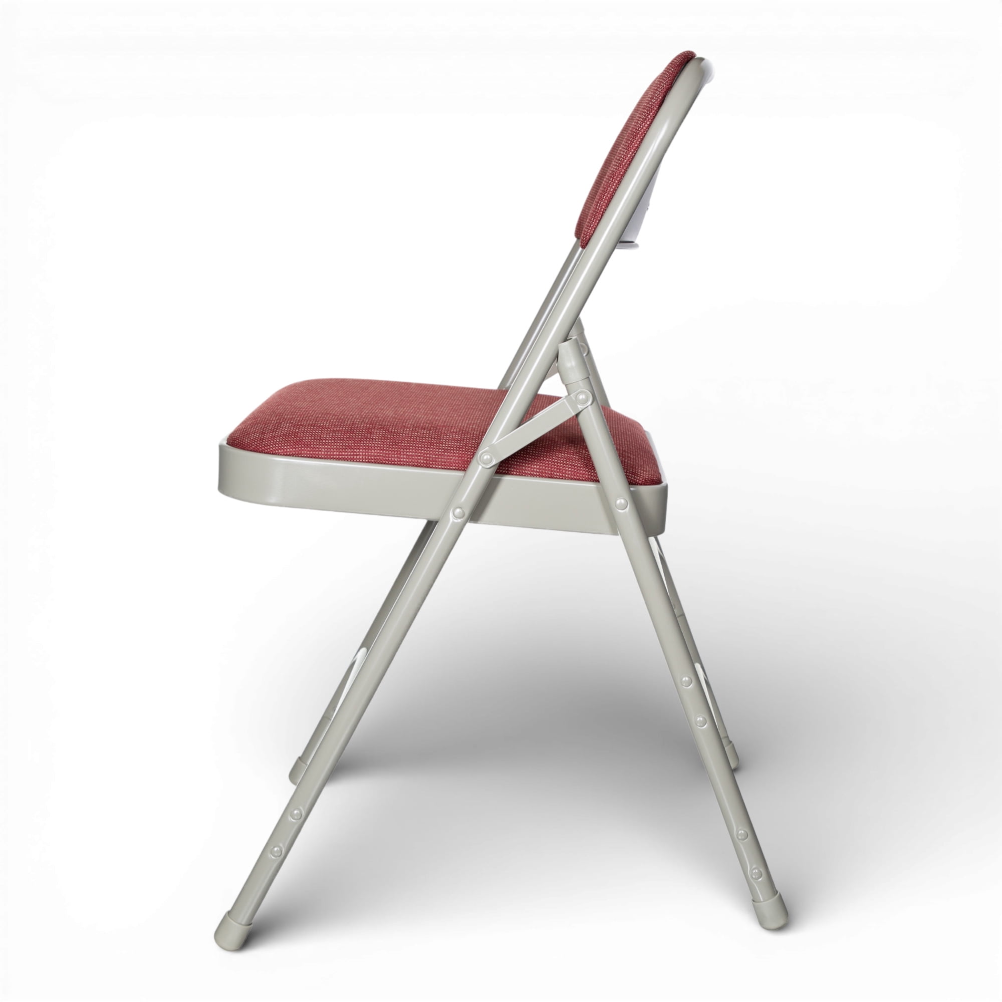 Hampden Furnishings Bernadine Collection Fabric Triple Brace Folding Chair, Burgundy, Pack of 4
