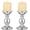 Silver, variant on Silver Pillar Candle Holders: Metal Candle Stand for 3" Candles | (2 x S) Metal Candle Holder for Wedding Centerpiece Special Events Party Living Room Fireplace Table Decor