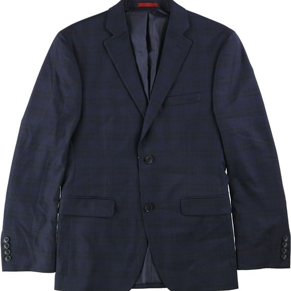 Alfani Mens Traveler Two Button Blazer Jacket, Blue, 38 Long