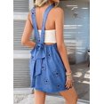 thumbnail image 4 of Women 2025 Summer Rompers Floral Boho Sleeveless Back Tie Flowy Short Jumpsuits Beach Outfits Royal Blue M, 4 of 8