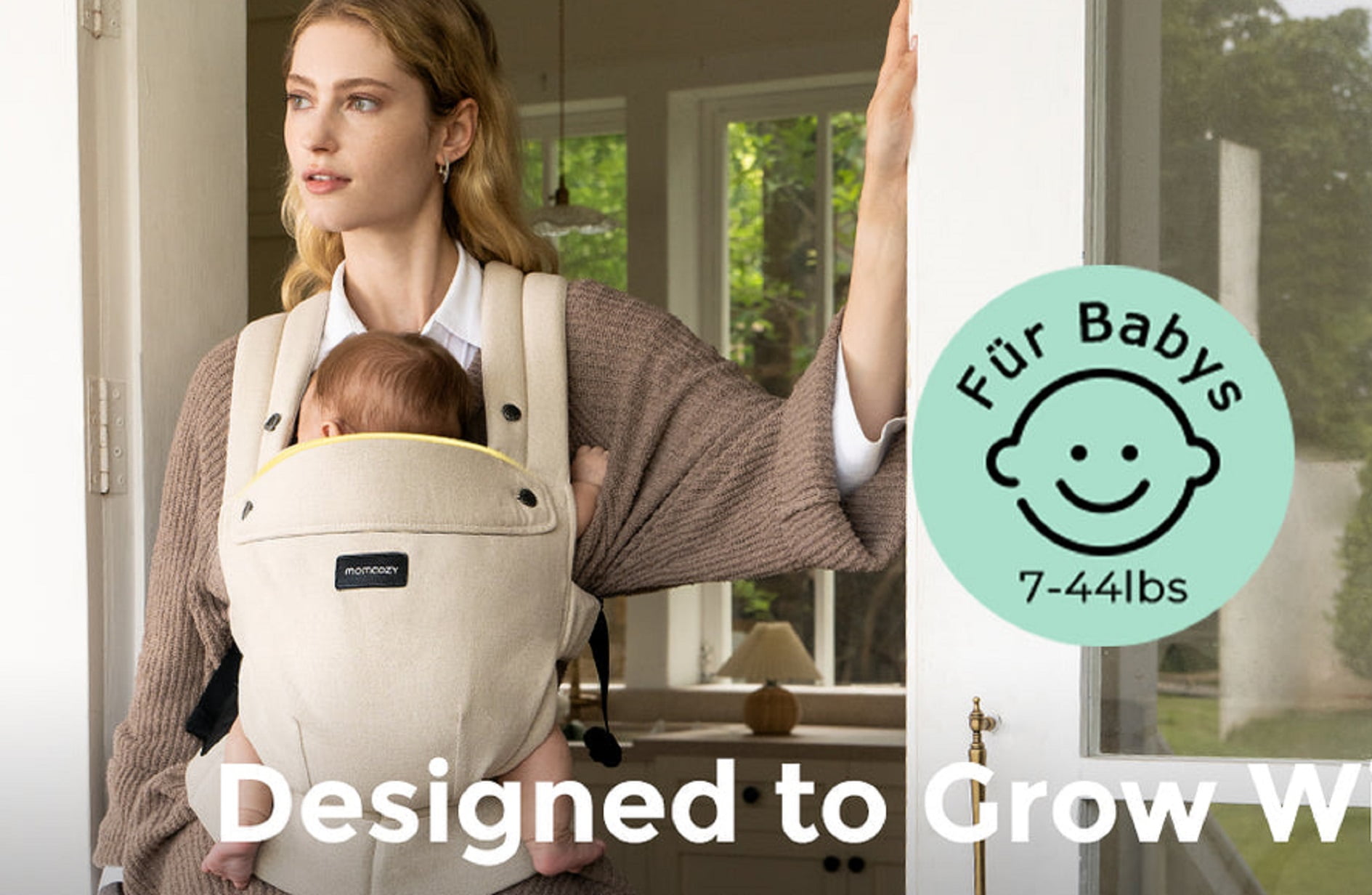 Momcozy Baby Carrier with Natural Cotton Linen Sand
