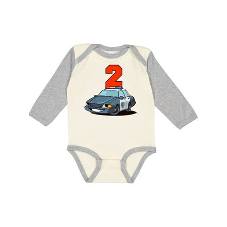 

Inktastic 2nd Birthday Police Car Gift Baby Boy or Baby Girl Long Sleeve Bodysuit