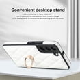 thumbnail image 3 of for Galaxy S22 Case, Upgrade Lens Protection PU Leather Cover Built-in 360° Rotatable Folding Ring Bracket Internal Diamond-Shaped Texture Shockproof Protective Shell, White, 3 of 10