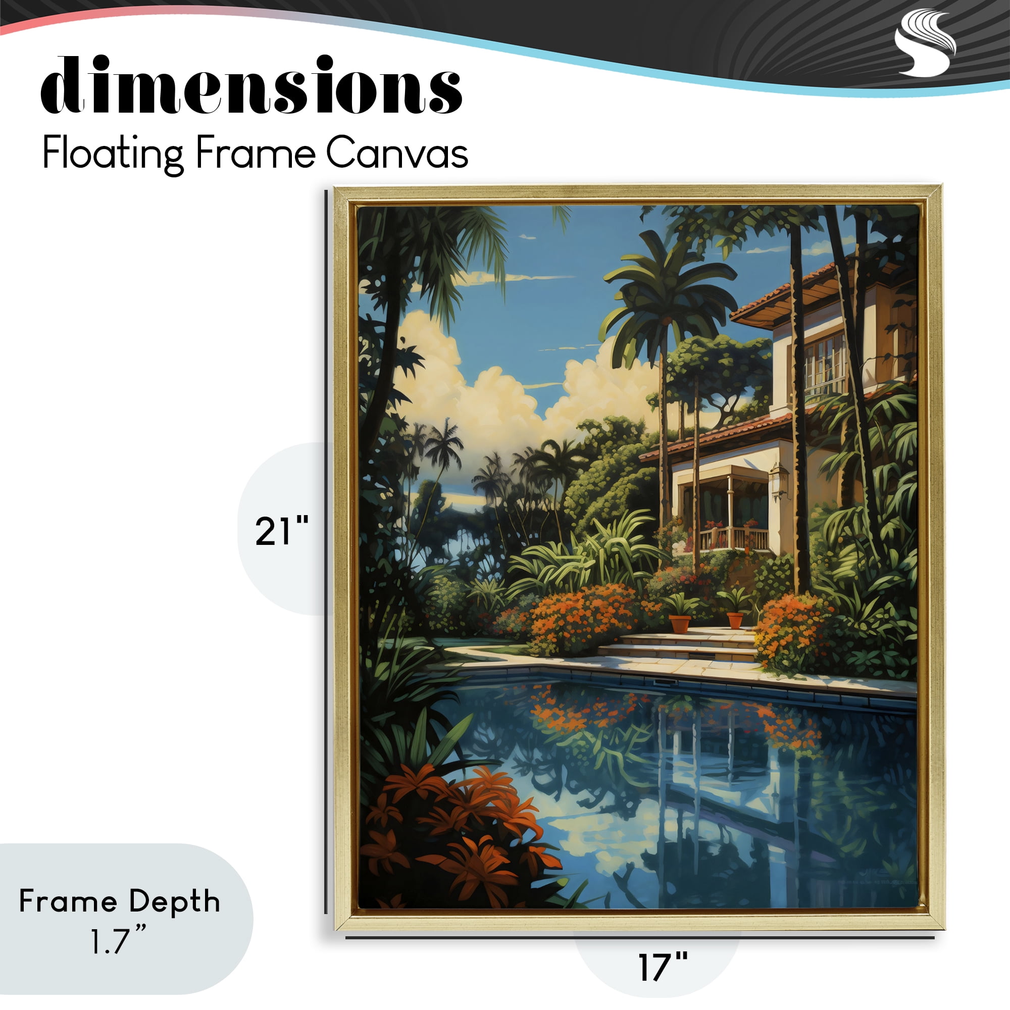 Stupell Industries Tropical Tranquility Villa Gold Framed Floater Canvas Wall Art, design by Creative Studio