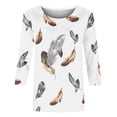 thumbnail image 4 of T-shirts d'Été pour Femmes Mode Femme Col Rond T-Shirt à Manches 3/4 Blouse Imprimée Hauts Chandail T-Shirts pour Femmes Mode T-Shirts pour Femmes pour l'Été T-Shirts à Manches 3/4 pour Femmes, 4 of 7
