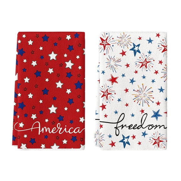 Sm:)e Stars and Firework America Patriotic 4th of July Kitchen Towels Dish Towels, 18x26 Inch Memorial Day Decoration