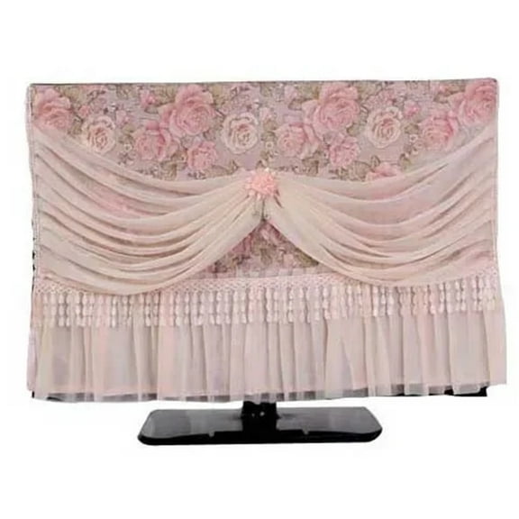 Tassel Lace TV Cover Soft And Breathable Chiffon Television Protective Cover Wall Mounted Vertical Universal TV Hood