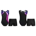 thumbnail image 5 of iiniim Girls Gymnastics Leotards with Active Shorts Dance Leotard Ice Skating Outfit Navy Blue&Hot Pink 7-8, 5 of 7
