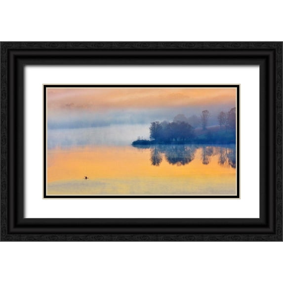 Zhang, Eric 24x15 Black Ornate Wood Framed with Double Matting Museum Art Print Titled - Into the Autumn Morning