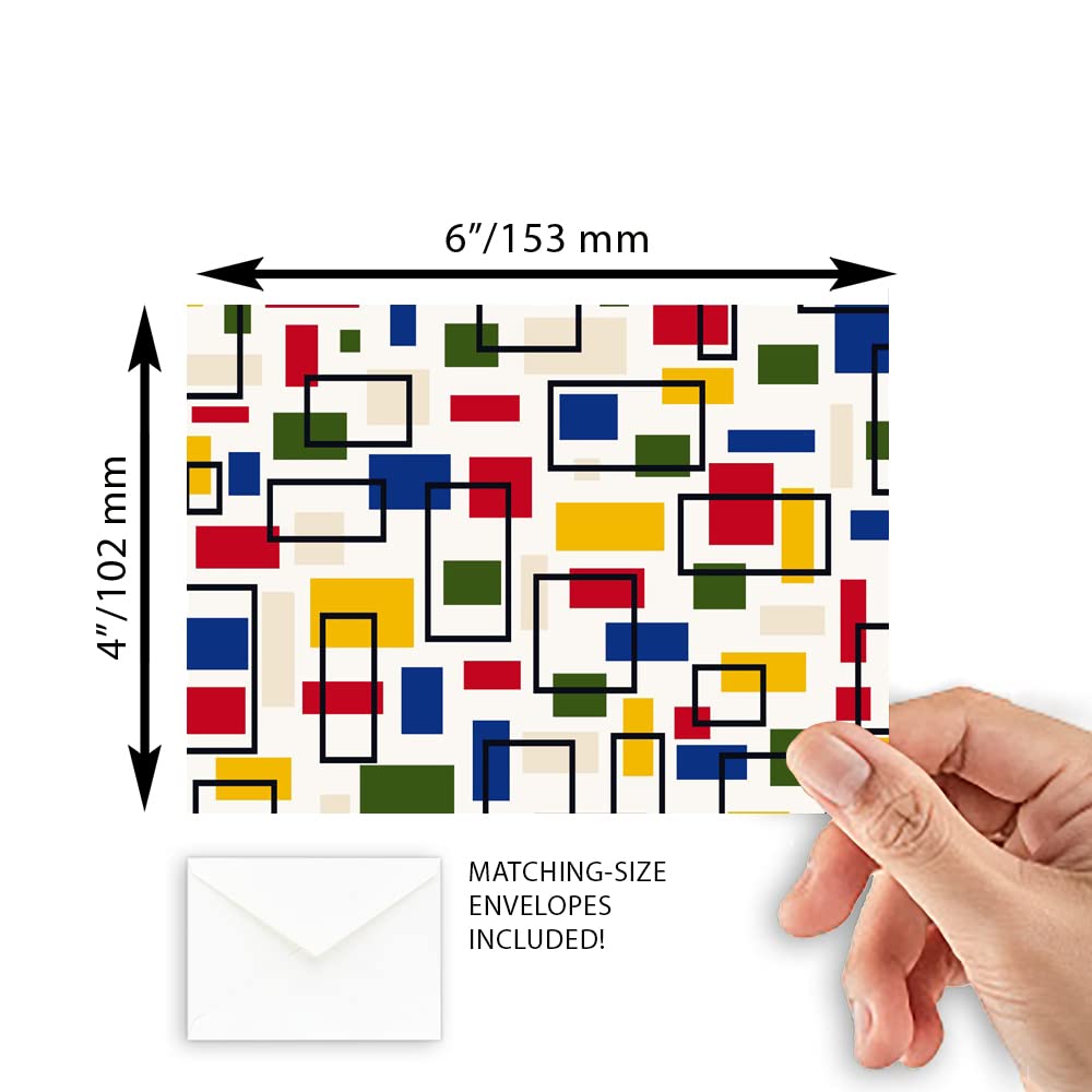 Geometric Color Thank You Blank Note Greeting Cards | 20 Pack Bulk Set (4X6)