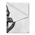 thumbnail image 2 of Anchor Soft Flannel Fleece Blanket, Vintage Sketch Style Monochrome Rope Arrangement Naval Equipment Illustration, Cozy Plush for Indoor and Outdoor Use, 50" x 70", Black and White, by Ambesonne, 2 of 5