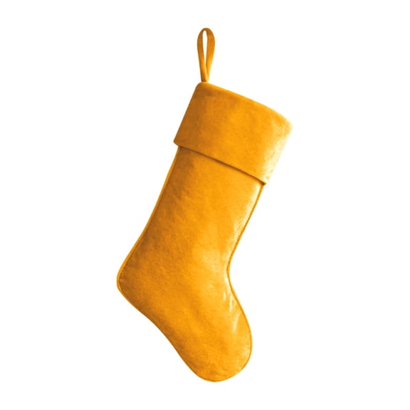 19.68 Inch Christmas Stocking,Soft Velvet Hanging Christmas Stocking Decoration,Velvet Christmas Stockings, Xmas Fireplace Hanging Ornaments Sock Candy Stockings for Christmas Decorations,Yellow
