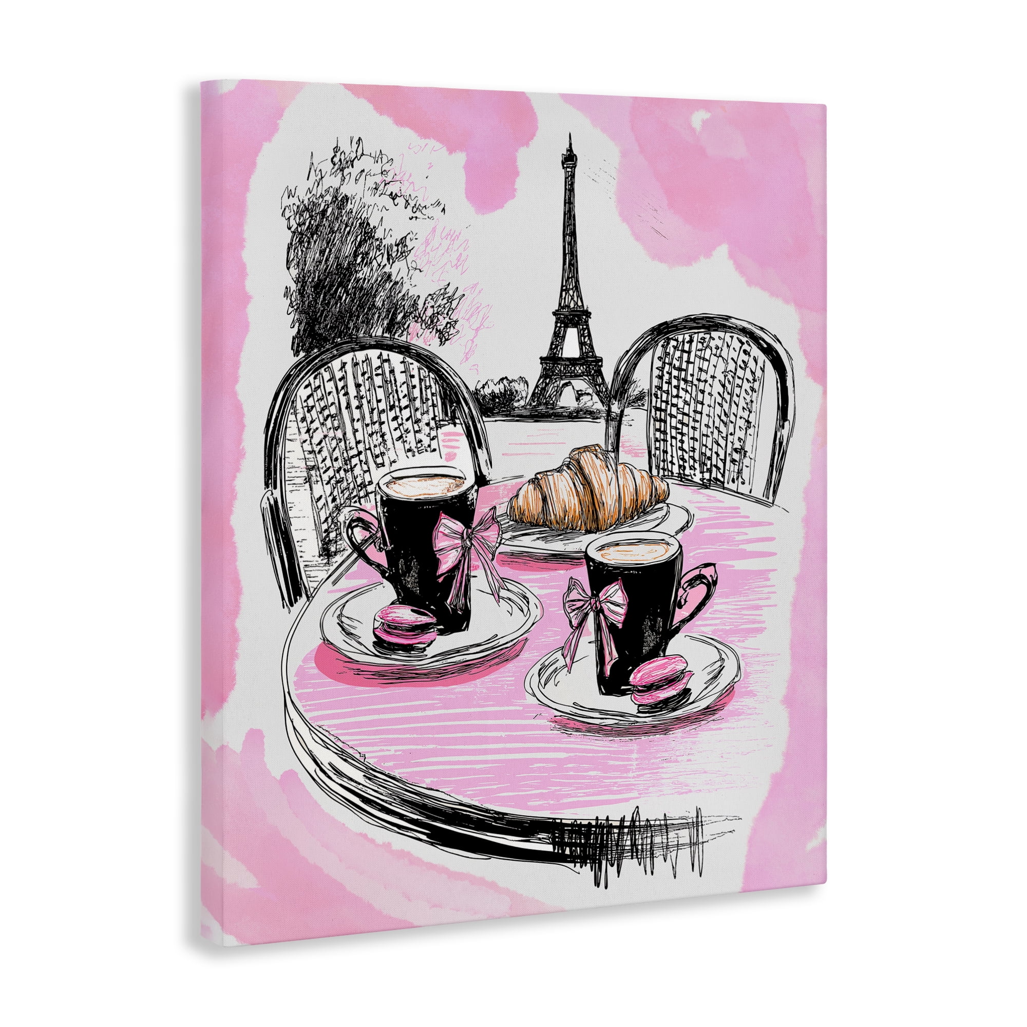 Stupell Industries Pink Parisian Cafe Breakfast Canvas Wall Art, design by Jess Stempel