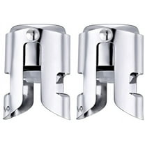 OWO Champagne Stopper with Stainless Steel, Champagne Saver Plug with Food Grade Silicone, Reusable Bottle Sealer Keeps Champagne Fresh, Best Champagne Accessories Gift (2packsliver)