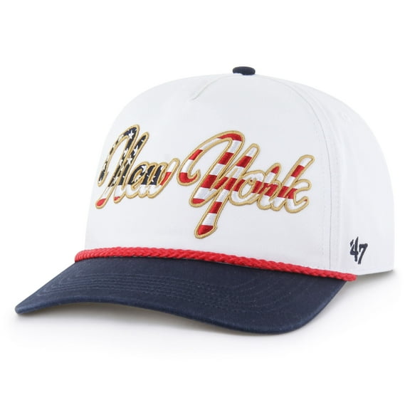 Men's '47 White New York Giants Patriotic Overhand Hitch Adjustable Hat
