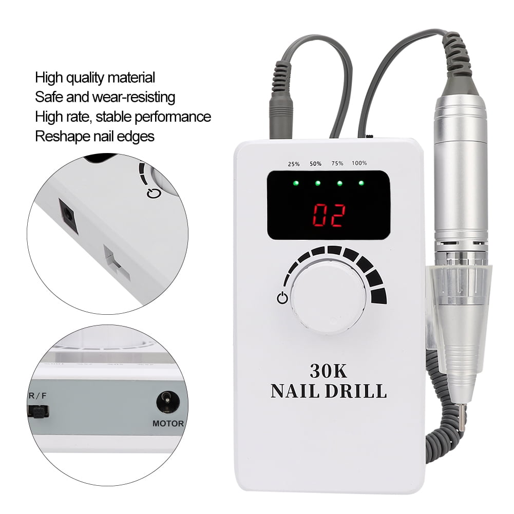 Riousery Professional 30000RPM Portable Electric Nail Drill Machine Set for Manicure Pedicure Polishing Buffing Grinding, Low Heat Low Noise Variable Speed, EU Plug (10.63 inches / 27 cm)