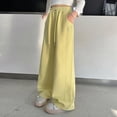 thumbnail image 2 of NIEWTR Girls Wide Leg Sweatpants Loose Fit Casual Lounge Pants Elastic Waist Drawstring Joggers with Pockets for Home Wear（A01-Yellow,5-6 Years), 2 of 7