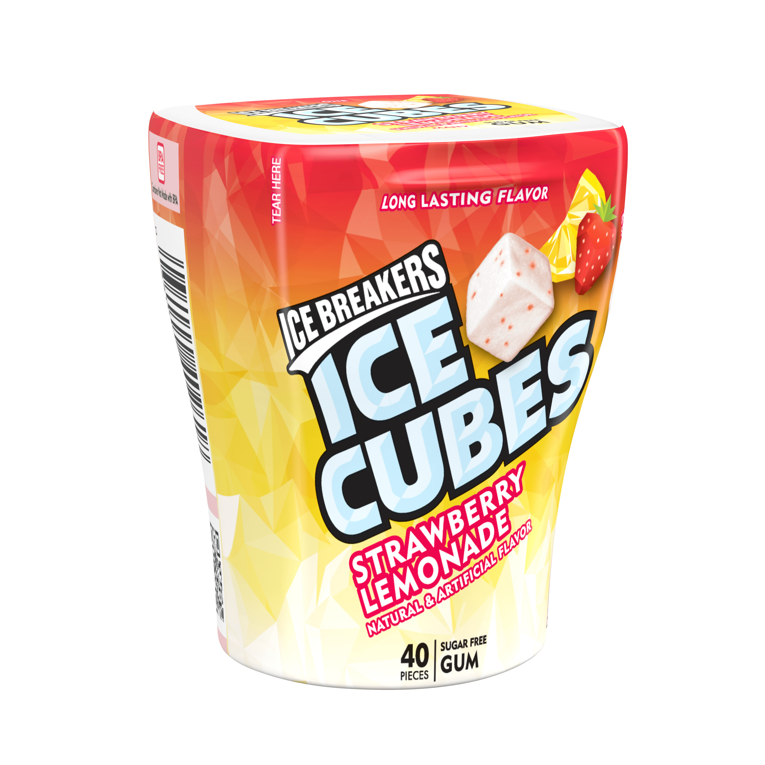 Ice Breakers, Ice Cubes Strawberry Lemon Sugar Free Gum, 40 pieces