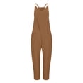 thumbnail image 4 of Cameland Plus Size Women Casual Jumpsuits Cold Shoulder Capris Pants Solid Suspender Straight Leg Pockets Rompers, 4 of 4