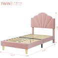 thumbnail image 2 of Towallmark Twin Bed Frame, Velvet Upholstered Platform Bed Frame with Height Adjustable Headboard for Boys & Girls, Wood Slat Support, Easy to Assemble, No Box Spring Needed, Light Pink, 2 of 9