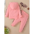 thumbnail image 4 of Adorable Baby Girl Leopard Patchwork Sweatpants Set with Hoodie and Bowknot Headband, 4 of 5