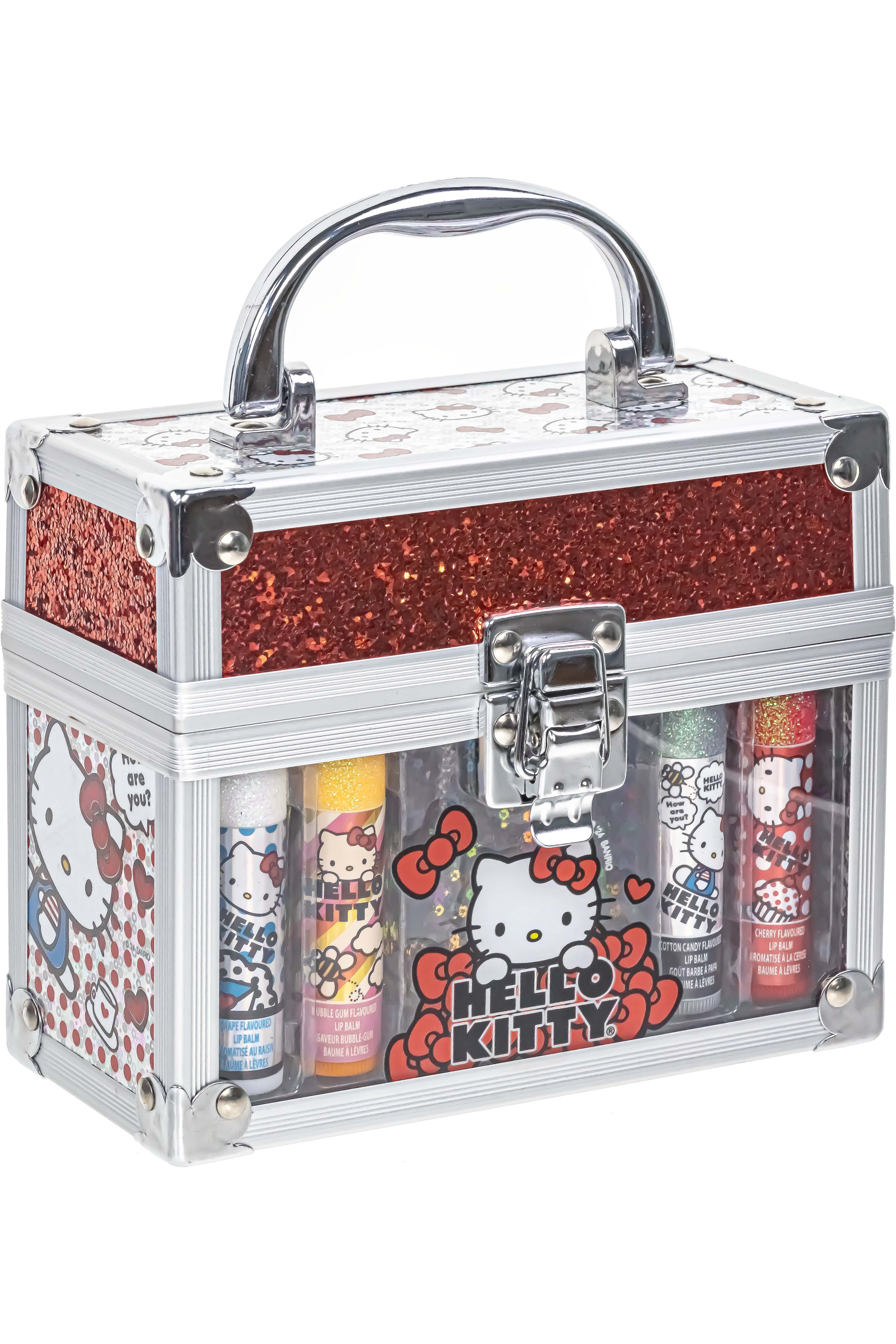 Hello Kitty Lip Balm Set In Mini Train Case, Townley