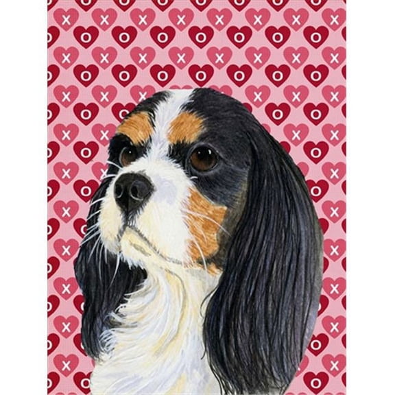 28 x 40 in. Cavalier Spaniel Hearts Love And Valentines Day Flag Canvas House Size