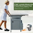 thumbnail image 3 of Outdoor Grill Cart with Drop Leaf, Stainless Steel Tabletop Outdoor Kitchen Island, Solid Wood Outdoor Buffet Cabinet with Lockable Wheels for Grilling, Blue Grey, 3 of 5
