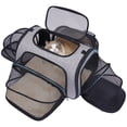 thumbnail image 1 of Porta mascotas Siivton aprobado por aerolíneas con cuatro costados suaves expandibles forro polar para gatos cachorros y perros pequeños, 1 of 5