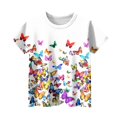 thumbnail image 5 of WTOBBY Toddler Girls Floral Print Short Sleeve T-Shirt Top - Casual Kids Shirt with Round Neck for Summer, School, and Everyday Wear,White 120, 5 of 5