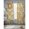 thumbnail image 2 of Gray Green Boho Floral Sheer Curtains 84 Inch Length 2 Panels Set Window Treatments, Vintage Abstract Art Ethnic Flowers Rod Pocket Semi Curtains for Living Room/Bedroom/Kitchen Décor, 104"W x 84"L, 2 of 7