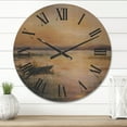 thumbnail image 2 of Designart 'Pastel Boat Sunset Over The Lake' Nautical & Coastal Wood Wall Clock, 2 of 5
