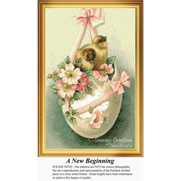 A New Beginning, Vintage Counted Cross Stitch Pattern (Pattern Only, You Provide the Floss and Fabric)