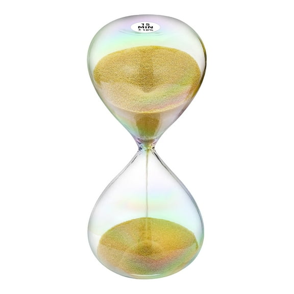 Sand Timer 15 Minute Hourglass, Gold Biloba Sand Clock, Large Sand Watch 15 Min, Minimalist Hour Glass Sandglass, Sand Glass, reloj de Arena 15 minuto for Home, Desk, Office Decorative Glod
