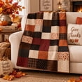thumbnail image 2 of Fall Pumpkin Quilted Throw Blanket Autumn Patchwork, 39.37''x 27.56'' - Polyester Holiday Decorative Bedding Orange Pumpkin Brown Checkered Cozy Blankets for Home Sofa Couch Bed Decor - S - Akmoler, 2 of 6