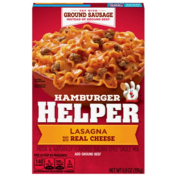 Hamburger Helper Pasta & Sauce Mix, Lasagna Real Cheese, 6.9 oz, Pack of 2