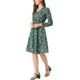 thumbnail image 4 of INSPIRE CHIC Women's Floral Print Swing Long Sleeve V-Neck Midi Dress, 4 of 5