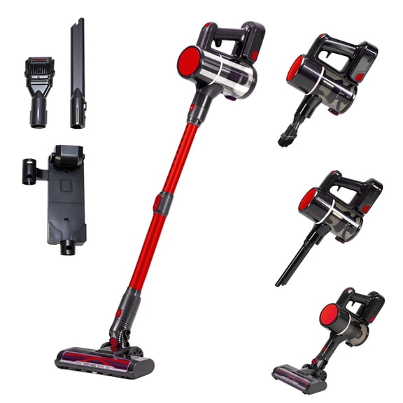 Cordless Stick Vacuum Cleaner, Lightweight 5.7 lbs Rechargeable Vacuum with LED Motorized Floor Brush and 8-Layer Filtration for Hardwood Carpet