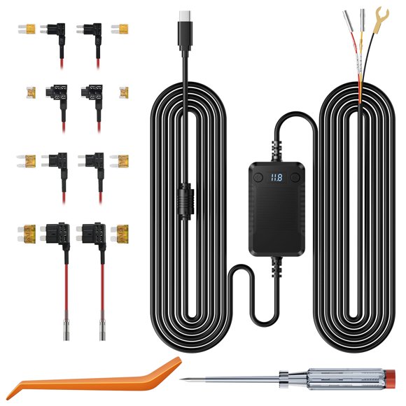Kit de cableado fijo para dash cam TERUNSOUl con indicador de voltaje