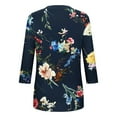 thumbnail image 4 of Yuanlook Womens V Neck Tops Plus Size 3/4 Length Sleeve T-Shirts Business Casual Blouses for Women Trendy Tees - Navy - XXXXXL, 4 of 5